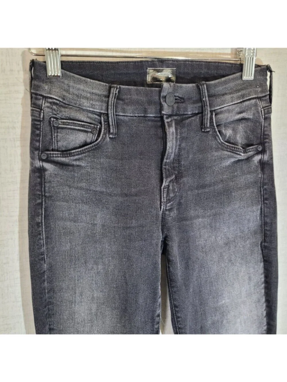 Mother The Looker Jeans Womens 24 Black Cat Got Your Tongue Wash Stretch Denim - Picture 2 of 14